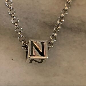 Sterling Silver .925 Cube Initial “N” Necklace